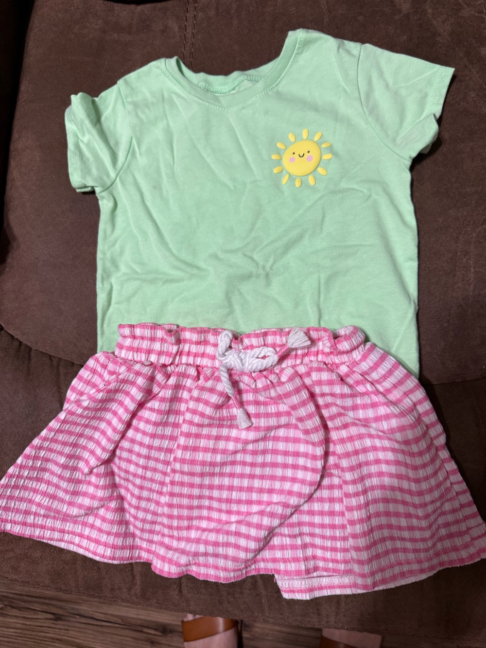 Carter's Mint Green Sun Tee with Pink Striped Skirt Set